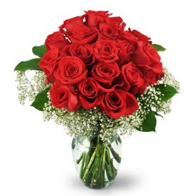 25 adet kırmızı gül cam vazoda  Batman çiçek , çiçekçi , çiçekçilik 